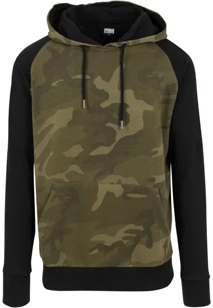 Camo Contrast Raglan Hoody Olive Camo/blk