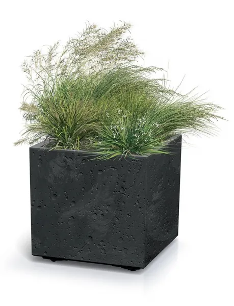 Prosperplast Plastový kvetináč SIERRAS štvorcový betónový efekt čierny, variant 28,8 cm
