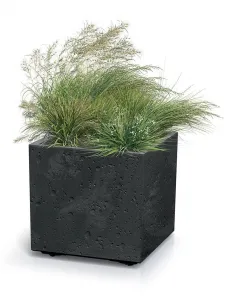 Prosperplast Plastový kvetináč SIERRAS štvorcový betónový efekt čierny, variant 28,8 cm
