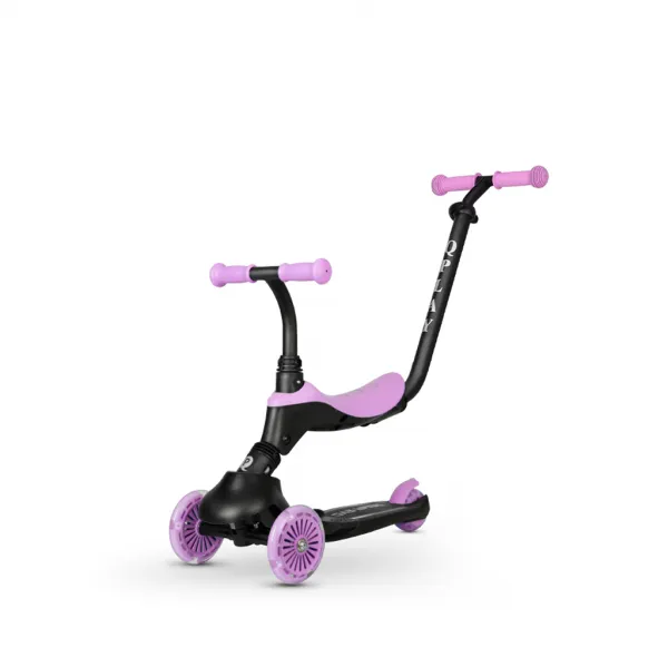 QPLAY Kolobežka / odrážadlo Sema Evo s LED svetlami Violet, vek 1 - 6 rokov, do 50 kg
