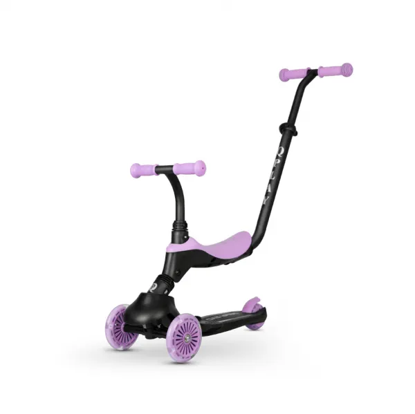 QPLAY Kolobežka / odrážadlo Sema Evo s LED svetlami Violet, vek 1 - 6 rokov, do 50 kg
