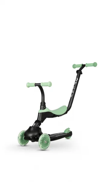 QPLAY Kolobežka / odrážadlo Sema Evo s LED svetlami Jade Green, vek 1 - 6 rokov, do 50 kg