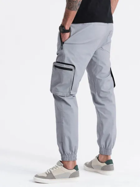 Trendy jogger kapsáčové nohavice pre pánov šedé