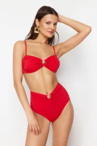 Trendyol Red Premium Accessory High Waist Hipster Bikini Bottom
