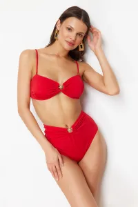 Trendyol Red Premium Accessory High Waist Hipster Bikini Bottom