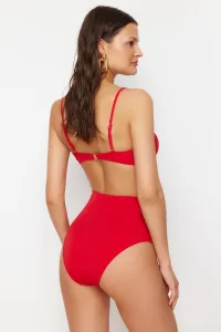 Trendyol Red Premium Accessory High Waist Hipster Bikini Bottom