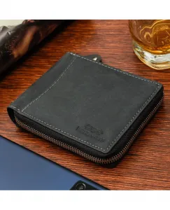 Beltimore Pánska kožená peňaženka RFiD nubuková čierna  H01 Material: Pravá koža