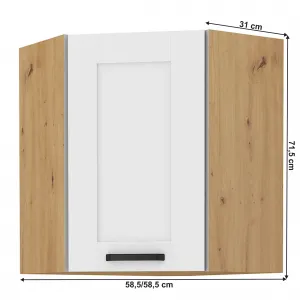 Horná rohová skrinka, biela/dub artisan, LULA 58x58 GN-72 1F