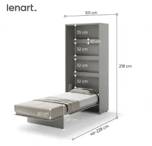 Dig-net nábytok Sklápacia posteľ Lenart BED CONCEPT BC-03 sivá | 90 x 200 cm