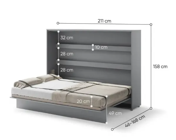 Dig-net nábytok Sklápacia posteľ Lenart BED CONCEPT BC-04 sivá | 140 x 200 cm
