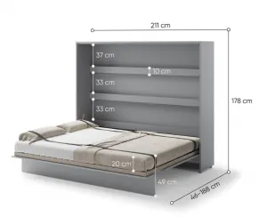 Dig-net nábytok Sklápacia posteľ Lenart BED CONCEPT BC-14 sivá | 160 x 200 cm