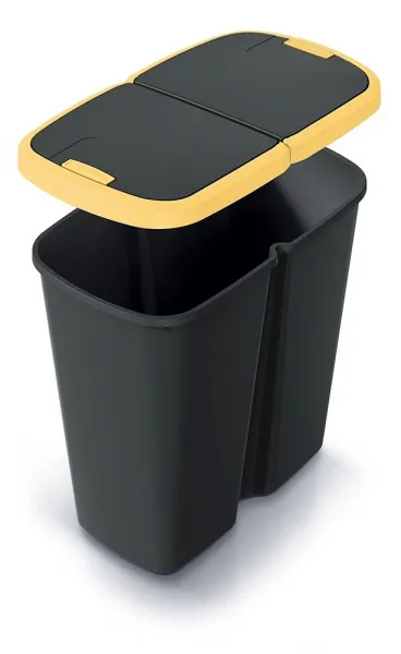 Prosperplast Odpadkový kôš COMPACTO DUA čierny/žltý, variant 45 l
