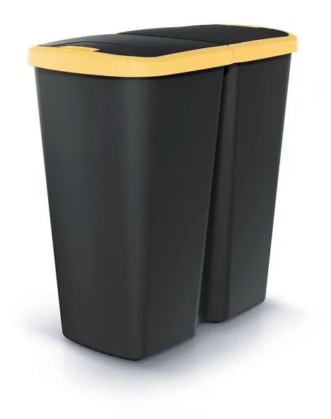 Prosperplast Odpadkový kôš COMPACTO DUA čierny/žltý, variant 45 l