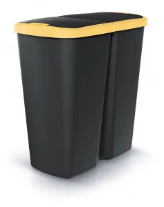 Prosperplast Odpadkový kôš COMPACTO DUA čierny/žltý, variant 45 l