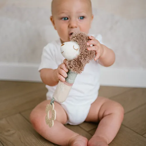 BABYONO Hračka pískacia s hryzačkou Lama Luna 3m+