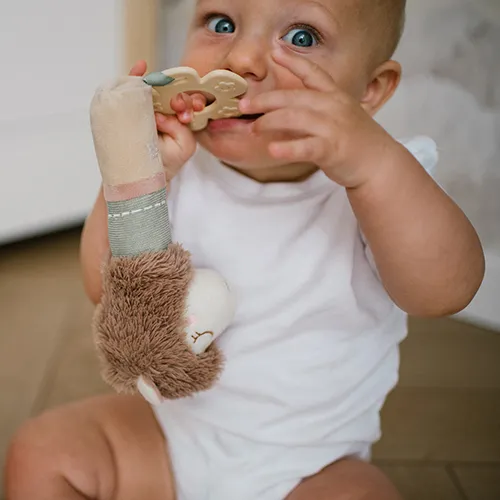 BABYONO Hračka pískacia s hryzačkou Lama Luna 3m+