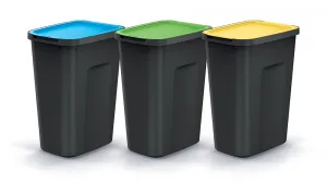 Prosperplast Súprava odpadkových košov COMPACTO FLAS 3x 35 L čierna