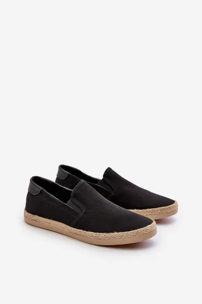 EVENTO Pánske espadrilky s plstením čierne Fenen