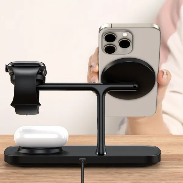 Tech-Protect A45 MagSafe bezdrôtová nabíjačka na mobil / Apple Watch / AirPods 15W, čierna
