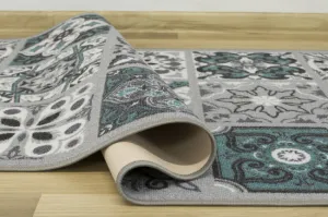 Protišmykový koberec/ behúň Patchwork tyrkysový