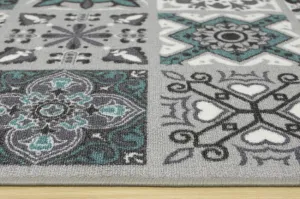 Protišmykový koberec/ behúň Patchwork tyrkysový