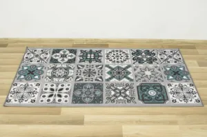 Protišmykový koberec/ behúň Patchwork tyrkysový