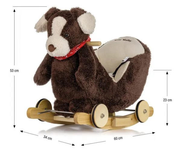 Hojdací psík s melódiou a kolieskami Milly Mally Polly Plus Brown Dog