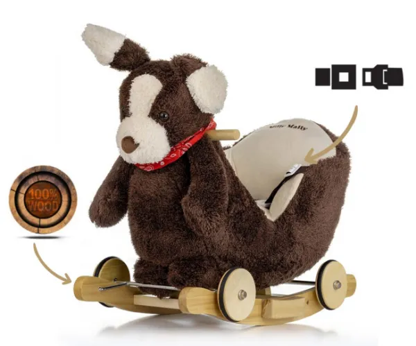 Hojdací psík s melódiou a kolieskami Milly Mally Polly Plus Brown Dog