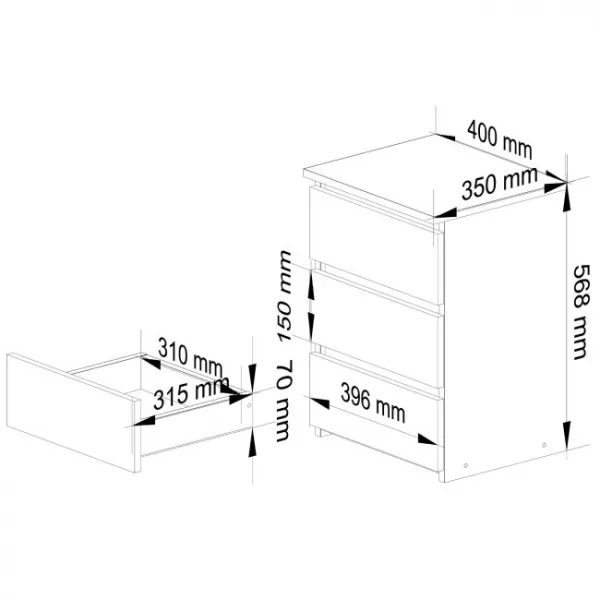 Ak furniture Komoda CL3 40 cm bílá