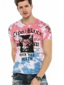 Pánske tričko CIPO & BAXX CT558 BLUE-PINK Farba: Modrá, Konfekčná veľkosť: XXL