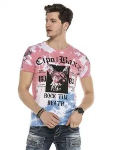 Pánske tričko CIPO & BAXX CT558 BLUE-PINK Farba: Modrá, Konfekčná veľkosť: XXL