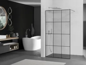 MEXEN/S - KIOTO Sprchová zástena WALK-IN 100x200 cm 8 mm, chróm, čierny vzor 1 800-100-101-01-77