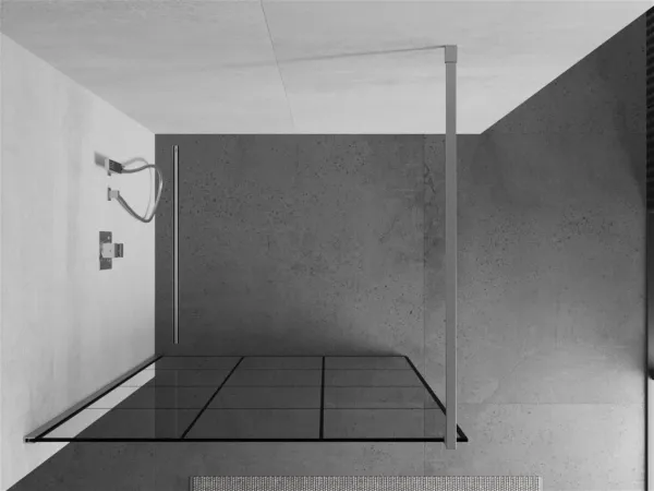 MEXEN/S - KIOTO Sprchová zástena WALK-IN 100x200 cm 8 mm, chróm, čierny vzor 1 800-100-101-01-77