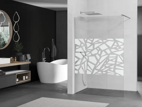 MEXEN/S - KIOTO Sprchová zástena WALK-IN 80x200 cm 8 mm, chróm, biely vzor 800-080-101-01-85