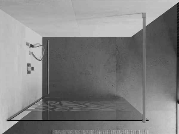 MEXEN/S - KIOTO Sprchová zástena WALK-IN 90x200 cm 8 mm, chróm, biely vzor 800-090-101-01-85