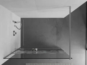 MEXEN/S - KIOTO Sprchová zástena WALK-IN s poličkou a držiakom uterákov 80 x 200, transparent/biely dekor 8 mm, chróm 800-080-121-01-85