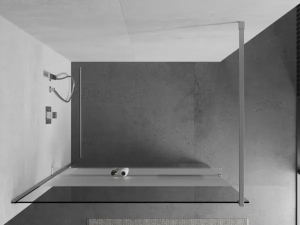 MEXEN/S - KIOTO Sprchová zástena WALK-IN s poličkou a držiakom uterákov 70 x 200, transparent/matné sklo 8 mm, chróm 800-070-121-01-35