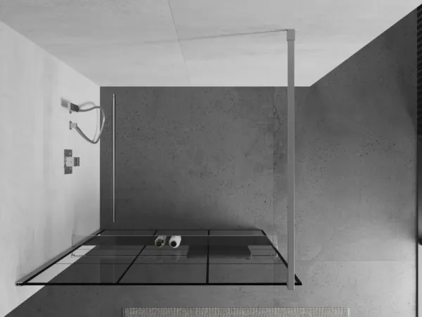 MEXEN/S - KIOTO Sprchová zástena WALK-IN s poličkou a držiakom uterákov 100 x 200, transparent/čierna 8 mm, chróm 800-100-121-01-77