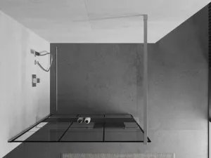 MEXEN/S - KIOTO Sprchová zástena WALK-IN s poličkou a držiakom uterákov 100 x 200, transparent/čierna 8 mm, chróm 800-100-121-01-77