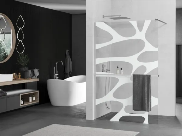 MEXEN/S - KIOTO Sprchová zástena WALK-IN s poličkou a držiakom uterákov 80 x 200, biely dekor 8 mm, chróm 800-080-121-01-97