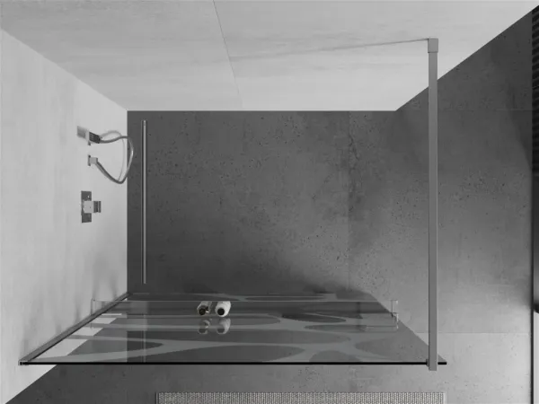 MEXEN/S - KIOTO Sprchová zástena WALK-IN s poličkou a držiakom uterákov 80 x 200, biely dekor 8 mm, chróm 800-080-121-01-97