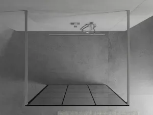 MEXEN/S - KIOTO samostatne stojaca sprchová zástena 100 x 200, transparent/čierna vzor 8 mm, chróm 800-100-002-01-77