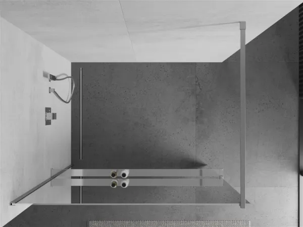 MEXEN/S - KIOTO Sprchová zástena WALK-IN s poličkou a držiakom uterákov 70 x 200, zrkadlové 8 mm, chróm 800-070-121-01-50