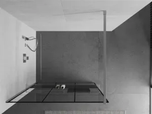 MEXEN/S - KIOTO Sprchová zástena WALK-IN s poličkou a držiakom uterákov 110 x 200, transparent/čierna 8 mm, chróm 800-110-121-01-77