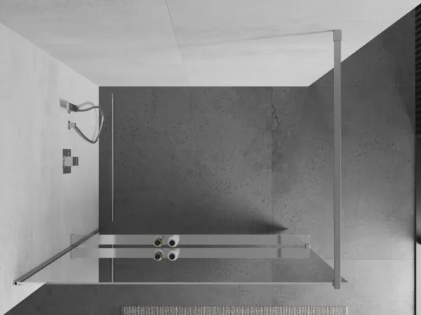 MEXEN/S - KIOTO Sprchová zástena WALK-IN s poličkou a držiakom uterákov 80 x 200, zrkadlové 8 mm, chróm 800-080-121-01-50
