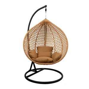 Skladacie závesné hojdacie kreslo Houseland Bliss XL béžové