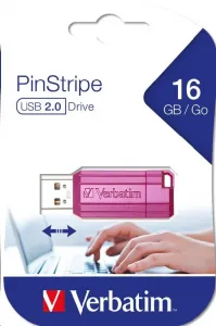 Verbatim 49067 Flash Disk Hi-Speed Store 'n' Go, 16GB, Pinstripe, USB 2.0, Hot růžový