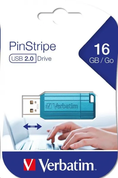 Verbatim 49068 Flash Disk Hi-Speed Store 'n' Go, 16GB, Pinstripe, USB 2.0, Caribbean modrý
