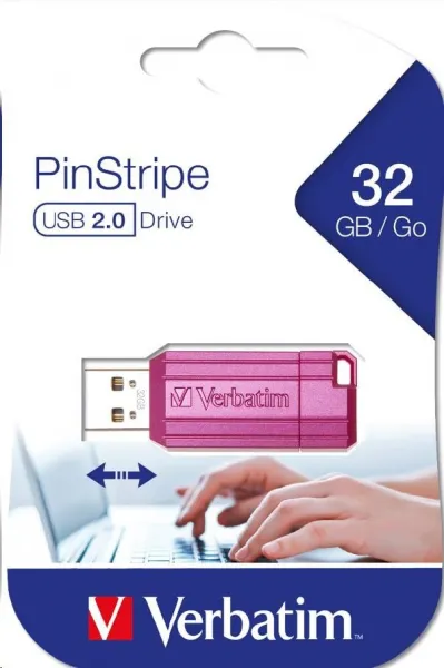 Verbatim 49056 Flash Disk Hi-Speed Store 'n' Go, 32GB, Pinstripe, USB 2.0, Hot růžová