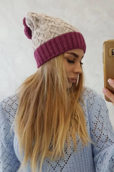Kesi Čapica s fleece Bibiana K264 čierna + béžová